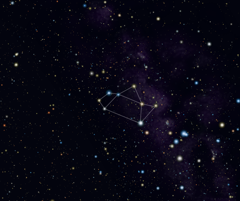 The constellation Sagittarius with the teapot asterismo highlighted